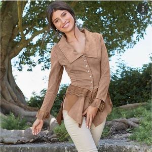 Venus Faux Suede and Lace Jacket